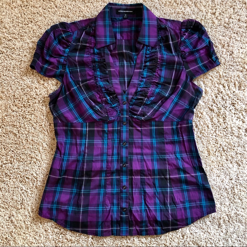Express Design Studio Plaid Blouse